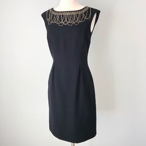 Antonio Melani | Black Sheath Dress Brass Chain